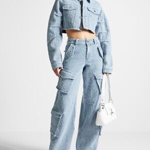 Women's Light Blue Cargo Jeans